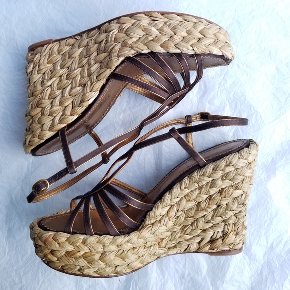 YSL Satin Straw Wedges - Picture 11 of 12